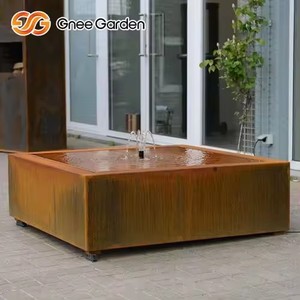 Décoration de jardin Table à eau carrée rouillée <span class=keywords><strong>Fontaine</strong></span> en <span class=keywords><strong>acier</strong></span> <span class=keywords><strong>corten</strong></span> Caractéristique de l'eau - Product Image 1