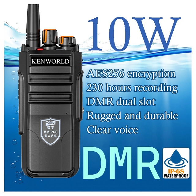 KENWORLD Dmr Long Range Walkie Talkie IP-68 Waterproof Speaker Fm KP-778F Portable Digital Radio for Security Guards