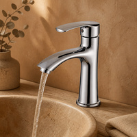 Robinet mitigeur de salle de bain contemporain en céramique à poser sur le comptoir avec eau chaude/froide pour lavabo