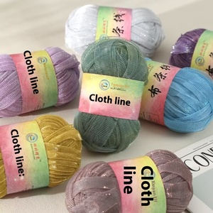 Großhandel hand gefertigtes Strickset 100% Polyester blinkende Garnst reifen Hochfeste Mercer ized Gefärbt für Häkel pantoffeln Sonnenhut - Product Image 3