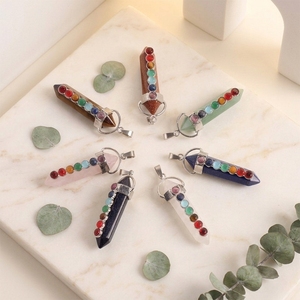 Collar Espiritual Metafísico al por Mayor con Cristales, Colgante de 7 Chakras, Cristal Puntiagudo, Colgantes de Doble Punta, Péndulo - Product Image 1