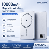 Batterie externe magnétique sans fil premium 10000 mAh, charge rapide PD 20W, ultra-mince en aluminium, chargeur portable, OEM ODM, logo personnalisé