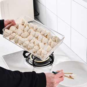 Transparent Dumpling <b>Storage</b> <b>Box</b> Rectangle <b>Stackable</b> Freshness Preservation Fridge Kitchen Food Container - Product Image 3