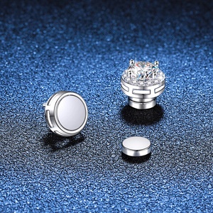 Elegantes Pendientes Magnéticos de Plata de Ley S925 con Baño de Rodio, Moissanita de Corte Brillante de 1 Quilate, Engaste de Garra, Certificación GRA - Product Image 5