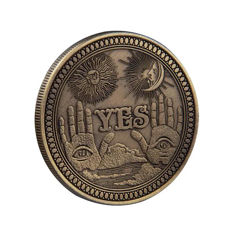 New Style Günstige Lower MOQ Antik Silber Ja Keine Entscheidung Metall beschichtete Casting Challenge Ouija Coin