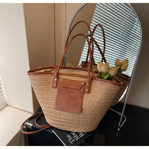 New Trend <b>Large</b> Capacity One-shoulder Straw Bag Women's Woven Tote Bag Versatile Seaside Vacation Beach Bag Tanjing - Product Image 6