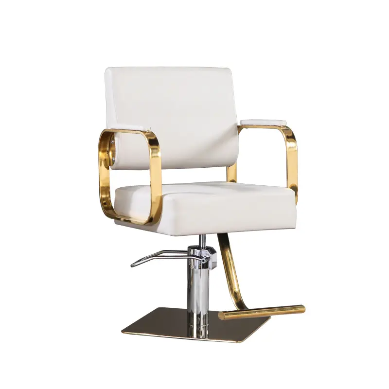 Kursi Salon Rambut Putih Profesional, Grosir Kursi Penata Salon Emas Modern