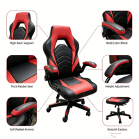 La chaise de bureau exécutive inclinable et réglable présente un dossier haut en cuir PU et une base en nylon avec un design ergonomique