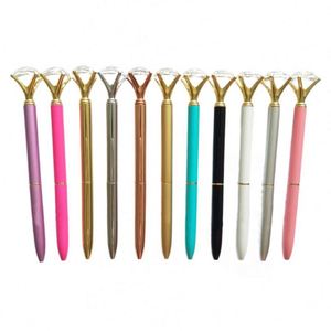 Stylo bille publicitaire personnalisé en métal torsadé avec diamant de luxe et logo gravé – Article promotionnel - Product Image 1
