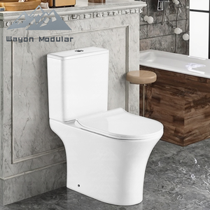 WC en céramique blanc moderne Wayon, sans bride, double chasse d'eau, design entièrement encadré, siège à fermeture douce, modèle de maison préfabriquée WW-ZBQ - Product Image 2