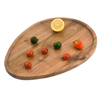 Hotselling natuurlijke acaciahouten dienblad, ecologisch, ovaal, voor desserts, fruit, snacks, serveerschaal, eettafel