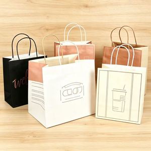 Sac en papier kraft recyclable à fond plat carré, impression écologique personnalisée pour l'emballage alimentaire des délicatesses et des restaurants - Product Image 5
