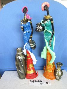 Elegante Statuetta / Scultura in Poliresina di <span class=keywords><strong>Donna</strong></span> Africana Nera per Decorazione d'Interni - Product Image 2