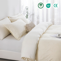 Nouvel ensemble de literie moderne imprimé 4 pièces en jacquard crème 100 % polyester 125 g/m² avec feuilles bouclées réversibles AB 2026