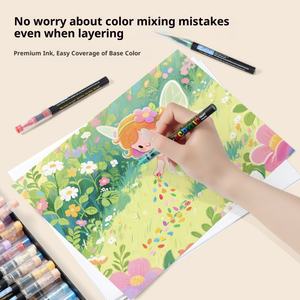 ปากกาอะคริลิคหัวแปรง <span class=keywords><strong>Flysea</strong></span> ขนาด 6 มม. ปากกามาร์คเกอร์ความจุมากสำหรับระบายสีบนไม้ หิน แก้ว ผ้าใบ หิน ผ้า โลหะ เซรามิก - Product Image 4