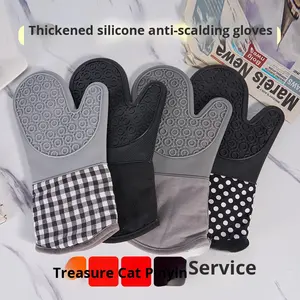 Sarung Tangan Silikon Tebal Anti Panas Tahan Panas untuk Menangani Panci Oven Microwave Memanggang-Desain Modern Sederhana - Product Image 3