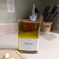 Bouteille de distributeur d'huile d'olive de qualité supérieure de 16oz Design carré long personnalisé avec verseur en liège pour une utilisation en cuisine