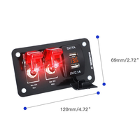 Interrupteur à bascule 2 voies en alliage d'aluminium vert LED 12V avec panneau de commande et disjoncteur USB pour voiture de course