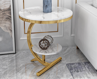Table Basse Moderne en Marbre Style Nordique Minimaliste pour Petit Appartement, Combinaison pour Salon et Balcon, Meuble d'Angle