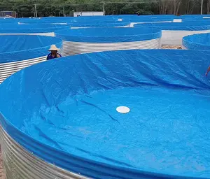 大型圆形Ras鱼缸养殖场养殖41000升直径6米x高1.45米镀锌生物池