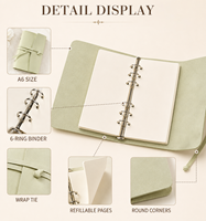 Carnet de voyage A6 en cuir, classeur à feuilles mobiles couleur macaron en cuir PU, journal à couverture souple