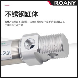 TWO <b>Miniature</b> Pneumatic Stainless Steel Cylinder MI20X25 SCA Dual Action Threaded Mount - Product Image 2