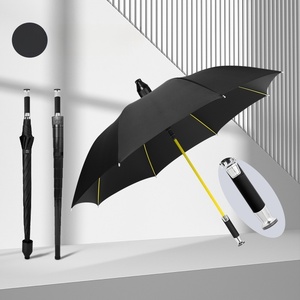 <span class=keywords><strong>Parapluie</strong></span> droit <span class=keywords><strong>anti</strong></span>-<span class=keywords><strong>goutte</strong></span> en pongé avec revêtement UV <span class=keywords><strong>anti</strong></span>-tempête et revêtement noir, lampe torche LED intégrée pour le golf en extérieur - Product Image 3