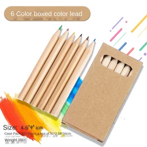 Pensil warna <span class=keywords><strong>Mini</strong></span> 3.5 inci Promosi Set pensil warna Logo kustom pensil warna kayu dengan kotak kertas Kraft - Product Image 3