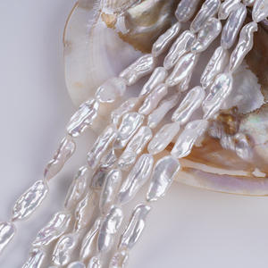 Collar de Perlas Blancas de Agua Dulce Naturales de 9-10 mm, Casi Redondas, con Luz Intensa, Material de Cadena para Suéter, Perla Semiterminada - Product Image 5