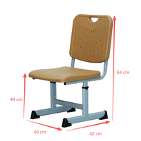 Chaise en plastique portable réglable en hauteur, siège en PP durable, chaise d'étudiant