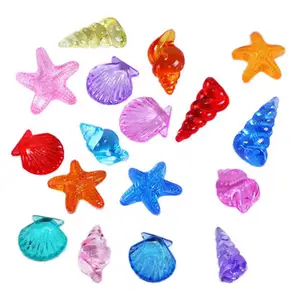 Transparent Mixed Conch Fish Shell Starfish Shape Acrylic Beads For Jewelry Making D I Y Bracelet Necklaces Accessories