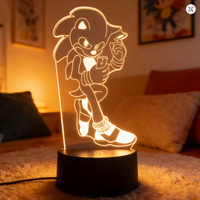Figurines d'anime Hedgehog Harajuku, lampes de nuit LED 3D, lampes de table mignonnes de dessin animé pour la décoration de la maison et de la chambre, jouets pour enfants, cadeaux