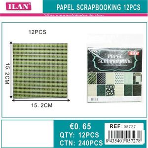 Carta per scrapbooking Iln 15,2x15,2 cm 12 fogli verdi con motivi per lavori manuali - Product Image 1