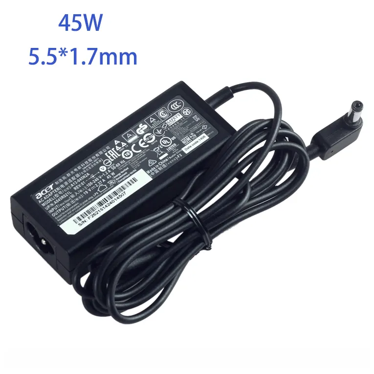 Pengisi daya adaptor AC laptop 45W supply untuk HP ACER Aspire 3 A315-51-356P SWIFT 1 SF114 catu daya notebook isi ulang