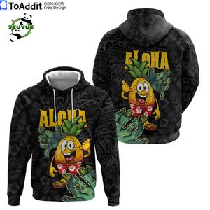 Nouveau Style personnalisé hawaïen Halloween sweat à capuche horreur Shaka main avec Plumeria et tatouage polynésien à capuche pour hommes saison d'automne - Product Image 6