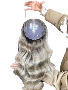 2024 calidad superior SHY Mini peluca gris Topper resaltado de cabello humano europeo con parte libre de raíz para mujeres blancas - Product Image 5