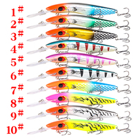 Leurre de pêche à la traîne 23g 186mm, leurre minnow en silicone à longue queue de plongée profonde avec yeux 3D pour la pêche en rivière