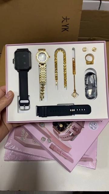 2024 Smart Watch Set for Women A58 PLUS 8 in 1 2 Strap Ring Earring Fitpro Touch Screen Fitness Tracker Ladies Smart Watch