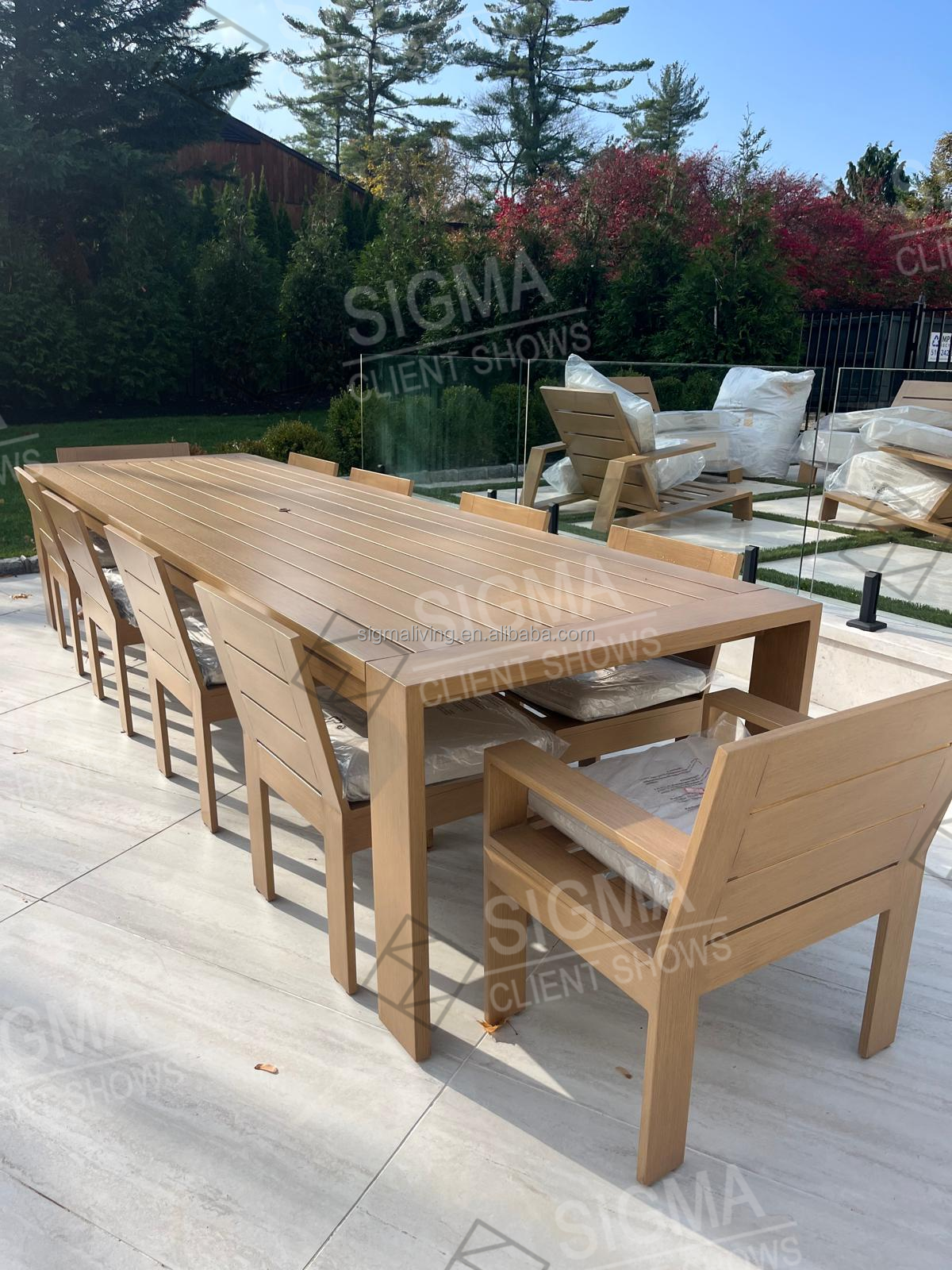 Outdoor Furniture Set Dining Table Outdoor 8 Chair Garden Solid Teak Wood Chairs