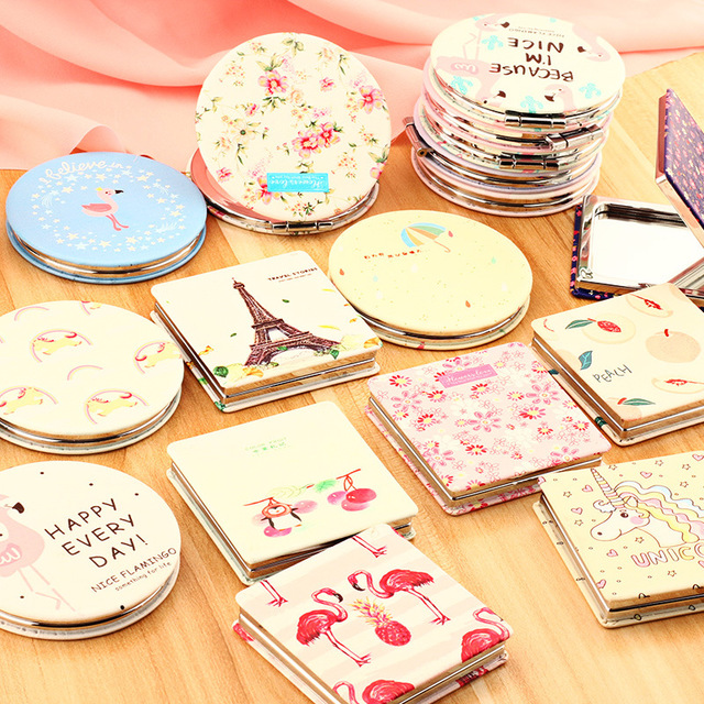 Рекламное индивидуальное квадратное мини круглое недорогое маленькое карманное зеркало для макияжа для индивидуального карманного зеркала