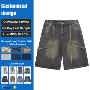 Pantalones Cortos de Mezclilla para <span class=keywords><strong>Hombre</strong></span>, Diseño Retro, Lavado, Estilo Urbano, OEM ODM - Product Image 1