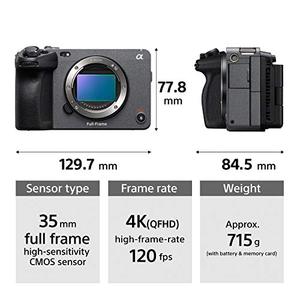 กล้องดิจิตอลมิเรอร์เลสฟูลเฟรม So Alpha FX3A ILME-FX3A พร้อมความละเอียดวิดีโอ 4K และรองรับการ์ด Cinema Line Mi - Product Image 3