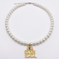 Collier pendentif superposé rose et vert Alpha de la sororité grecque, orné de cristaux et strass, chaîne hautement polie, cadeau de fête
