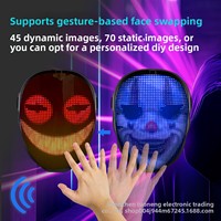 Masque LED lumineux transfrontalier best-seller pour Halloween, en plastique, pour hommes, pleine couleur, édition via application, activé par geste, 6 mois