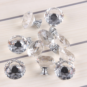 30mm temizle cam kapı kolu ve tokmağı topuzlar-kristal elmas çekmece çeker-gümüş taban Dresser mutfak için kolları, banyo, mobilya - Product Image 5