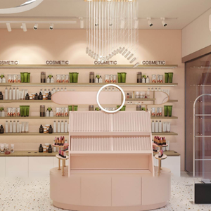 Présentoir de Comptoir de Maquillage Rose en Bois, Design Moderne pour Magasin de Cosmétiques, Présentoir de Produits de Beauté, Style LUX - Product Image 4