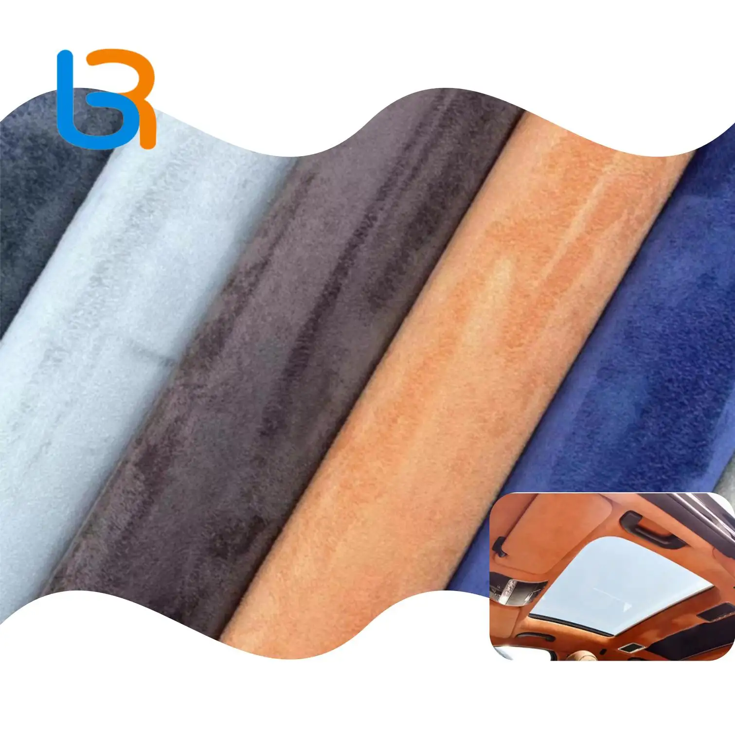 Tela de cuero de gamuza de microfibra sintética para tapicería interior del techo del coche