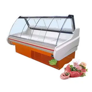 Exhibición refrigerada Deli Case Pantalla de carne usada Carnicería Chiller Congelador comercial para la venta