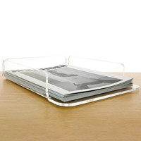 Organizador de Archivos Acrílico, Librero Pequeño de Escritorio, Transparente, para Carpetas A4, Almacenamiento Individual, Organizador de Papeles de Prueba, Caja de Archivos