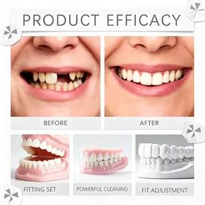 Juego de Dentaduras Postizas Removibles Completas (Superior e Inferior), Portátiles, Simulación de Dientes Naturales, Sonrisa Natural para Adultos Mayores - Product Image 3